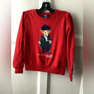 Polo by Ralph Lauren Child’s Red Crewneck Sweatshirt with Bear Design